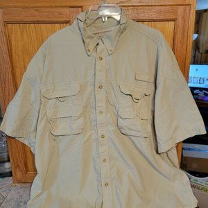 Bimini Bay Vented Beige Short Sleeve Button Front Shirt Size XXL Men's